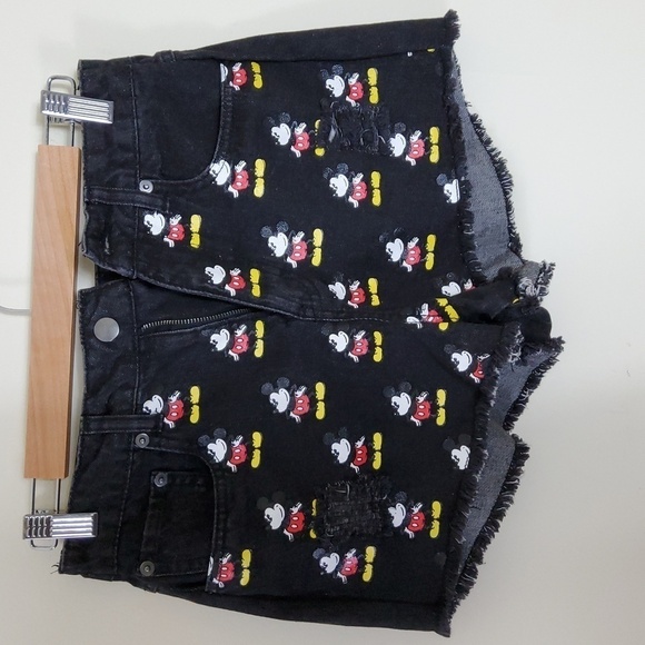 Disney Mickey Mouse Black Frayed Hem Women's ShortsSize 28 - Picture 1 of 7